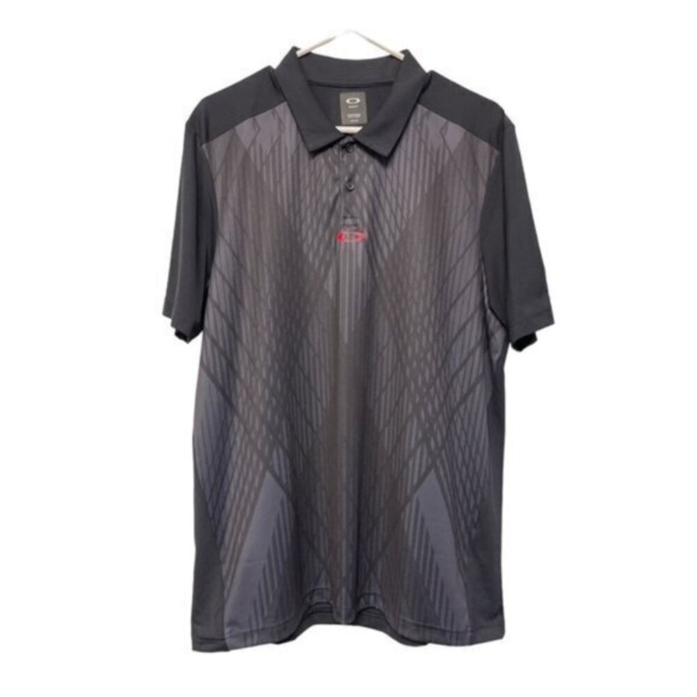 OAKLEY UNLV Las Vegas Logo Patch Logo Gray Polo Shirt Size Large EUC #1805